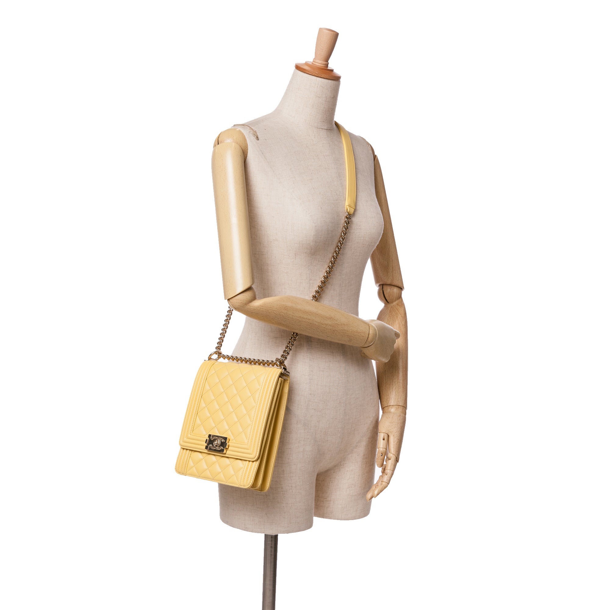 Chanel | Pre-Owned Quilted Lambskin North South Boy Flap | Yellow