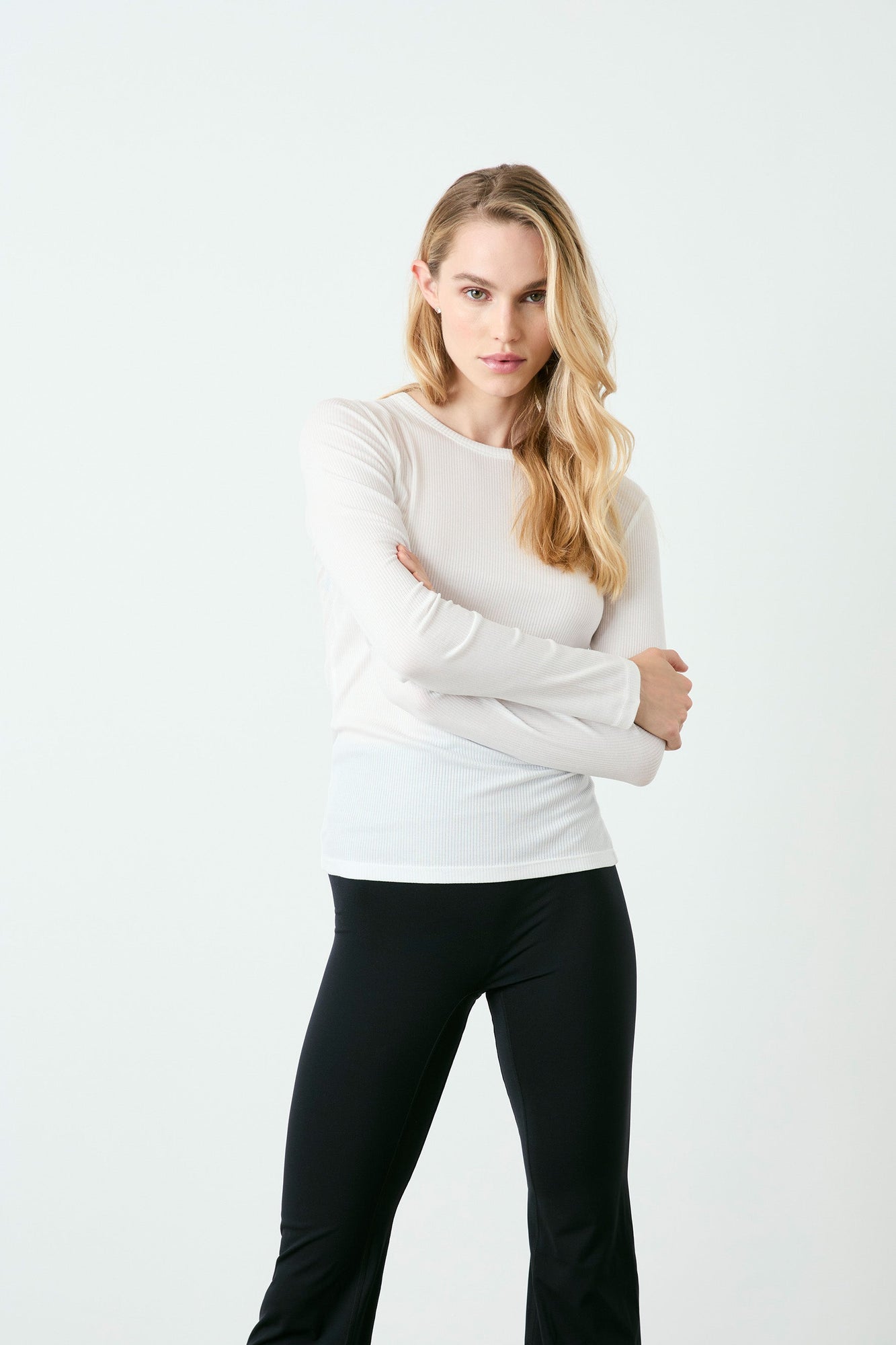 Wesley | Rivington Ribbed Long Sleeve Top | White