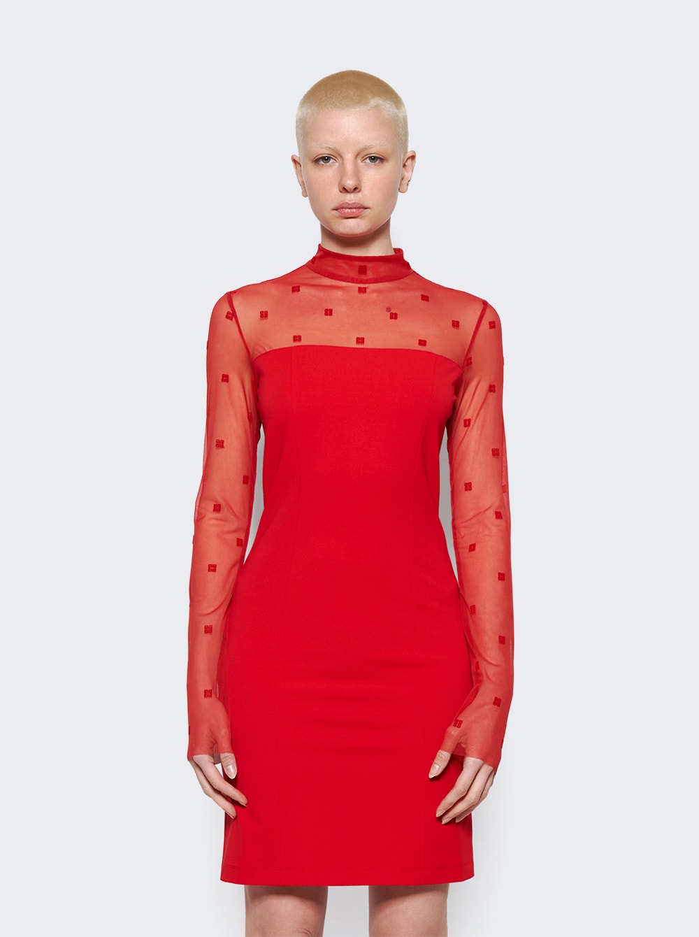 Women | Givenchy | Mock Neck Midi Tubino Dress Vermilion Red