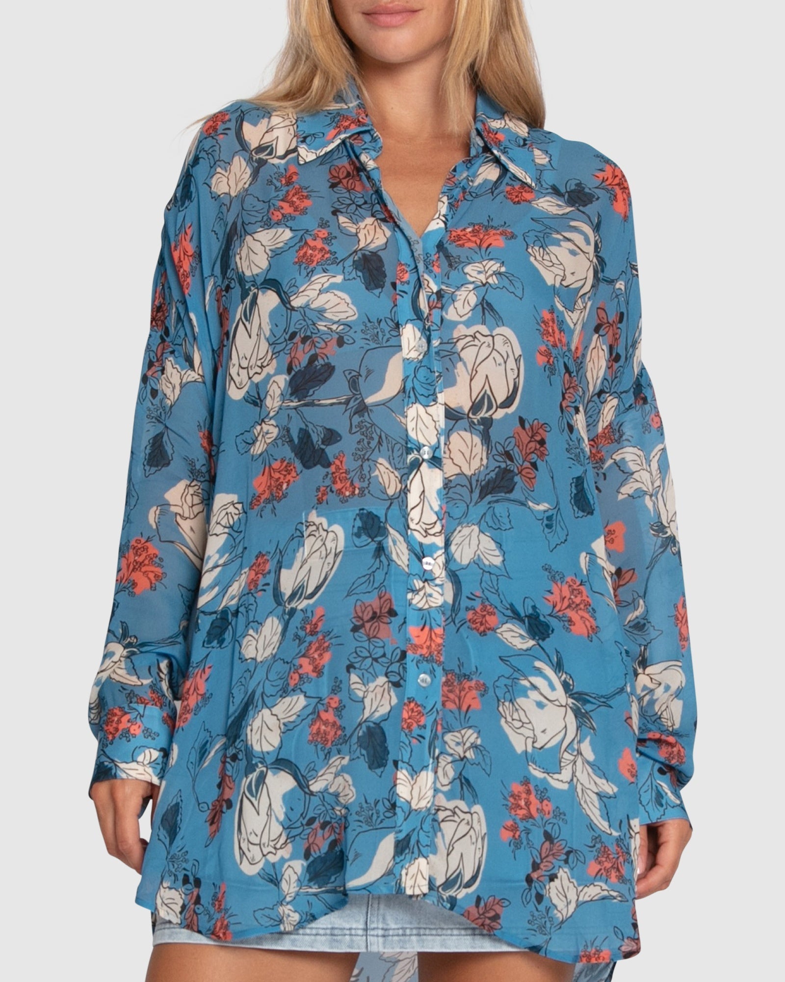 Women | Because You Move Me Oversized Shirt | Flora Blue