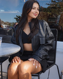 Women | Reload Draped Leather Look Jacket | Black