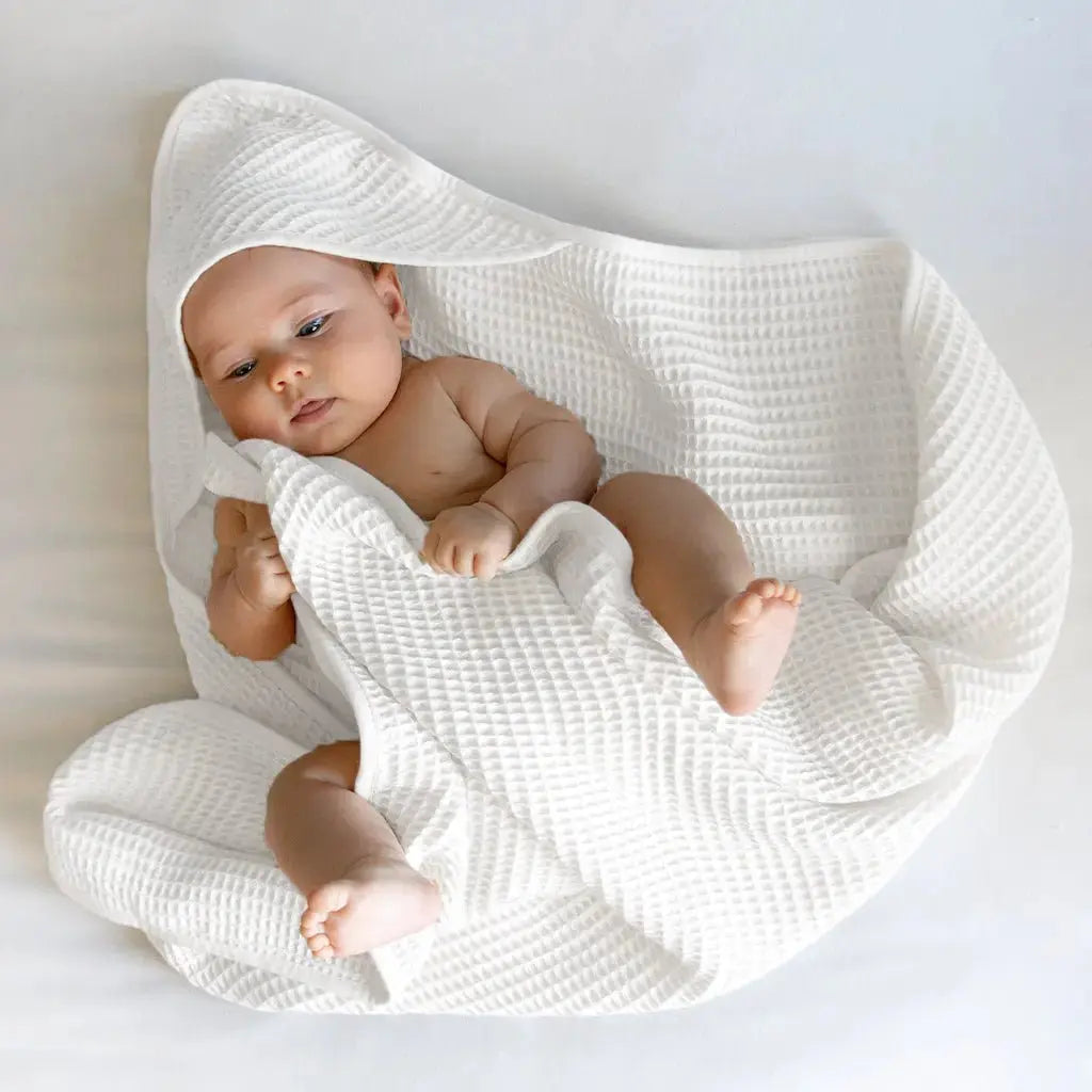 Bamboo Waffle Hooded Baby Towel | Cloud