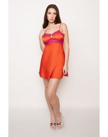 Babydoll Slip Dress | Orange/Magenta