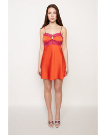 Babydoll Slip Dress | Orange/Magenta