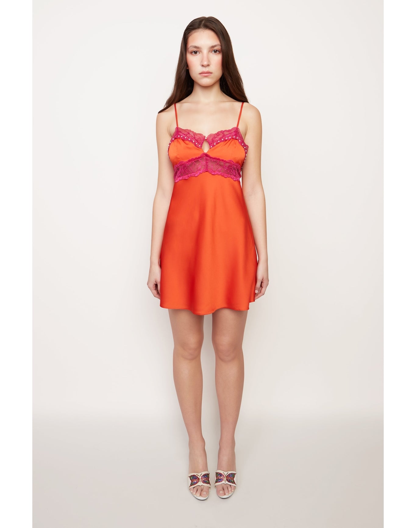 Babydoll Slip Dress | Orange/Magenta