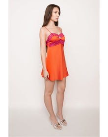 Babydoll Slip Dress | Orange/Magenta