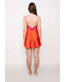 Babydoll Slip Dress | Orange/Magenta