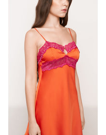 Babydoll Slip Dress | Orange/Magenta
