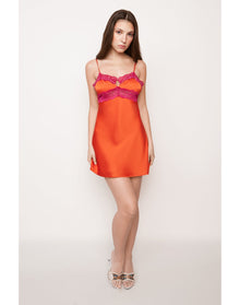Babydoll Slip Dress | Orange/Magenta