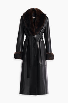 Nour Hammour Baez Luxe Leather Coat Noir Classique - Silhouette