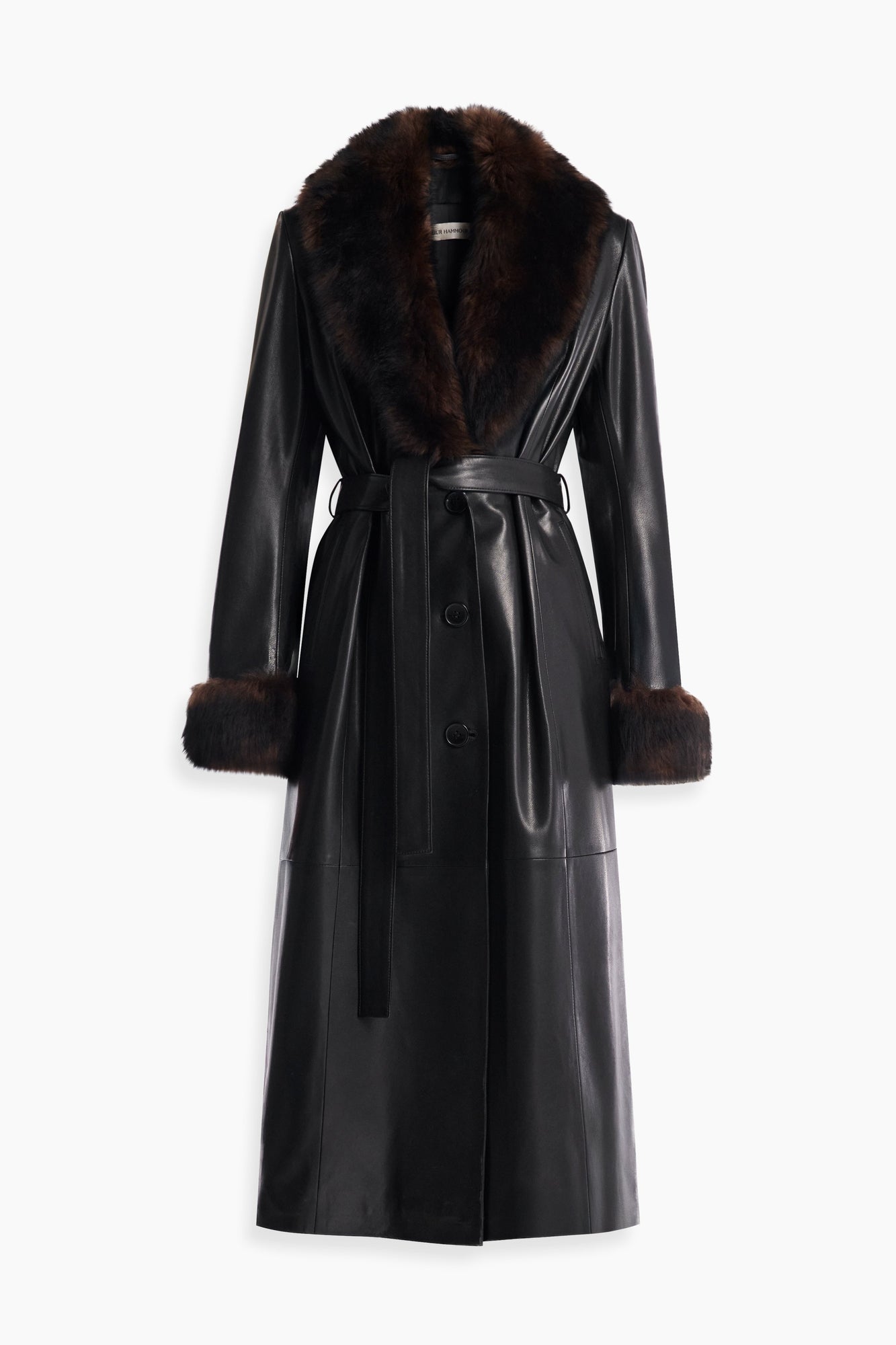 Nour Hammour Baez Luxe Leather Coat Noir Classique - Silhouette