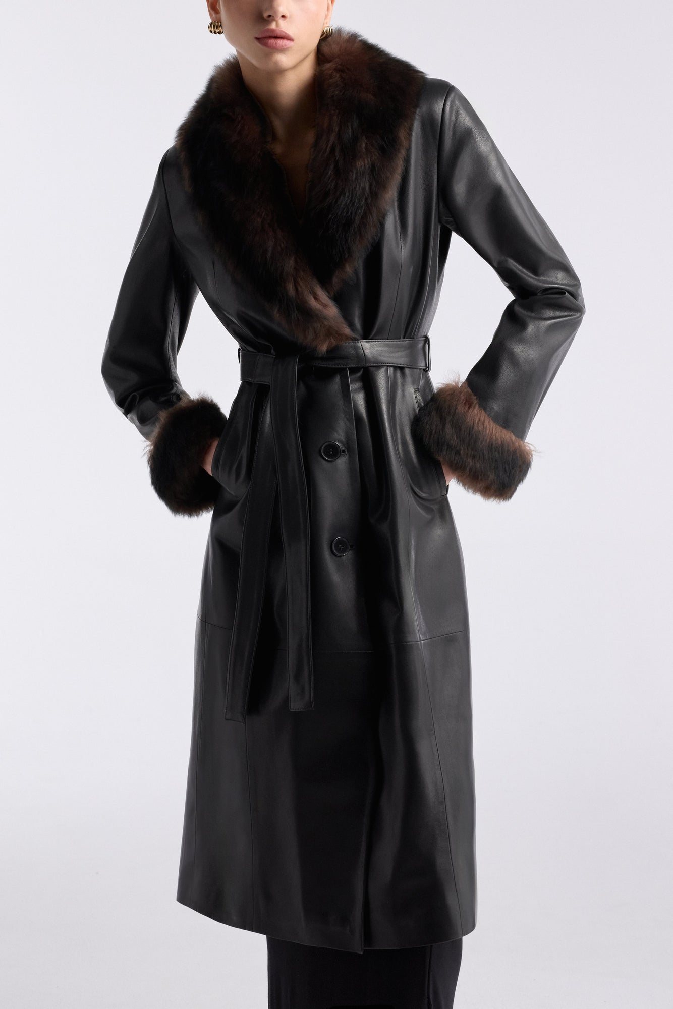 Baez | Luxe Leather Coat | Noir-Classique
