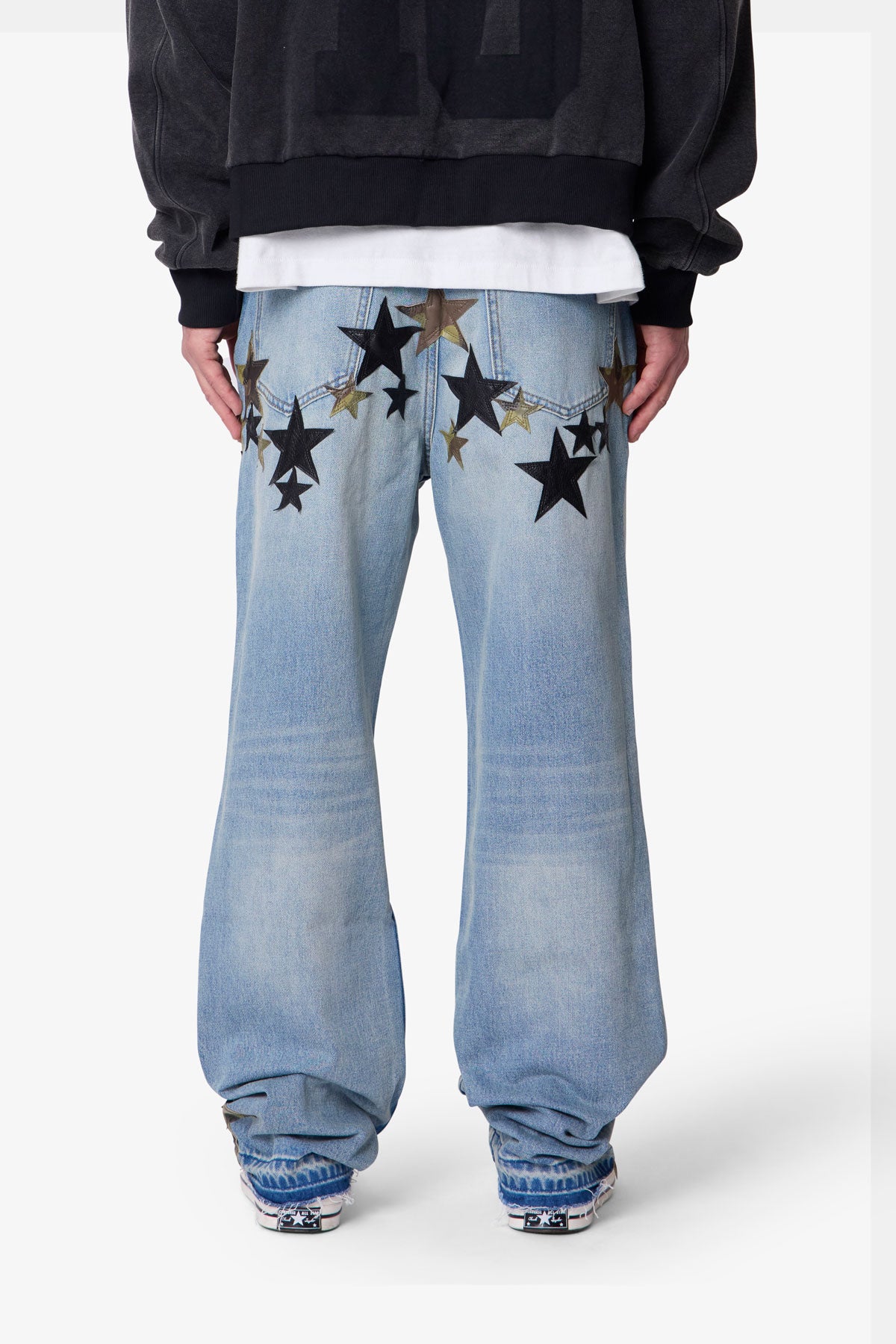 Baggy Camo Star Patch Denim | Medium Blue