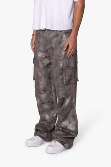 Baggy Dual Tone Sueded Cargo Pants | Grey
