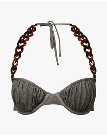 Balconette Chain Bikini Top | Grey