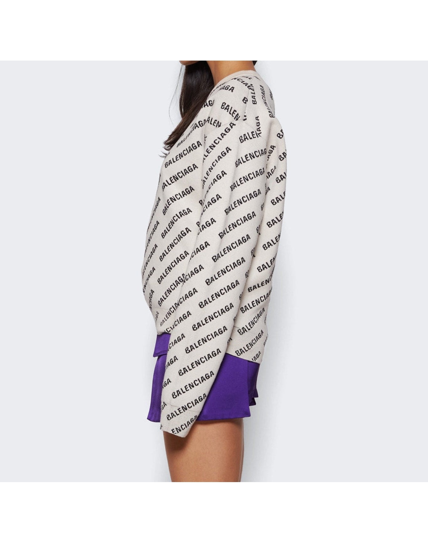 Balenciaga | Women | Crewneck Sweatshirt | Chalky White x Black