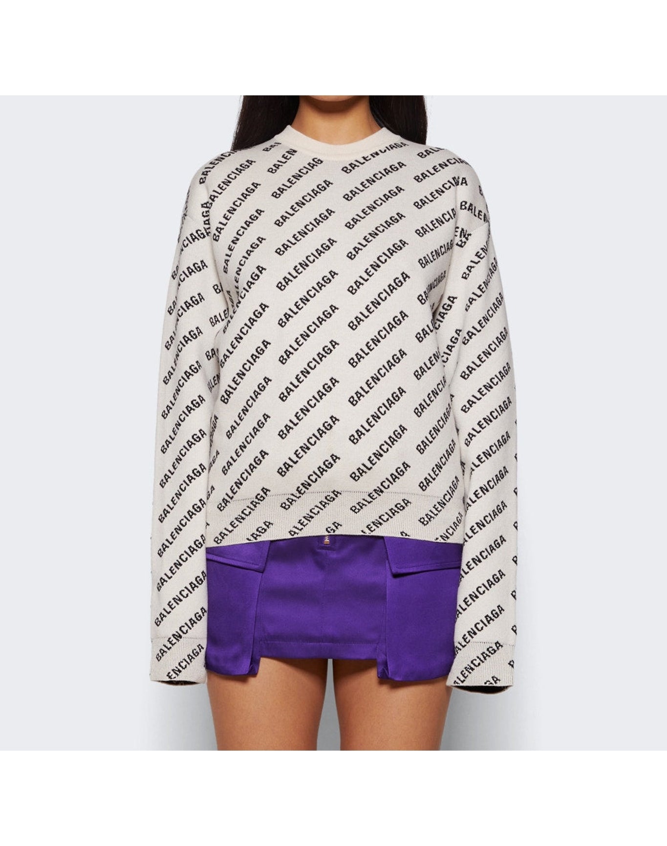 Balenciaga | Women | Crewneck Sweatshirt | Chalky White x Black