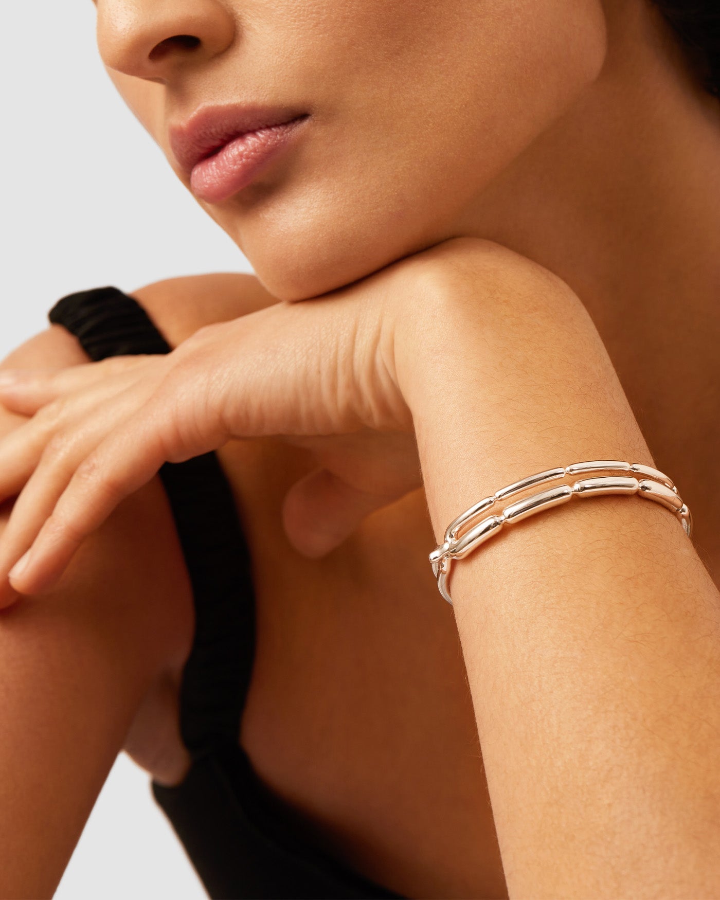 Balloon Link Bangle | Silver Dipped Brass
