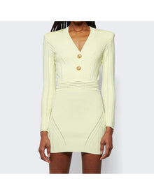 Balmain | Women | Short Knit Dress | Yellow