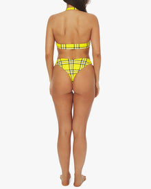 Barbell 90's Plaid Halter Bikini Top | Vibrant Yellow