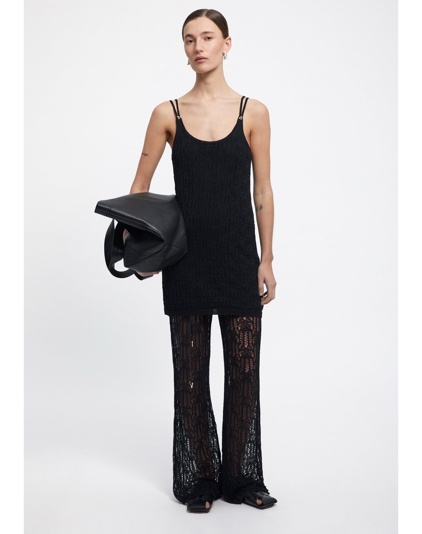 Barry | Lace Knit Mini Dress | Black