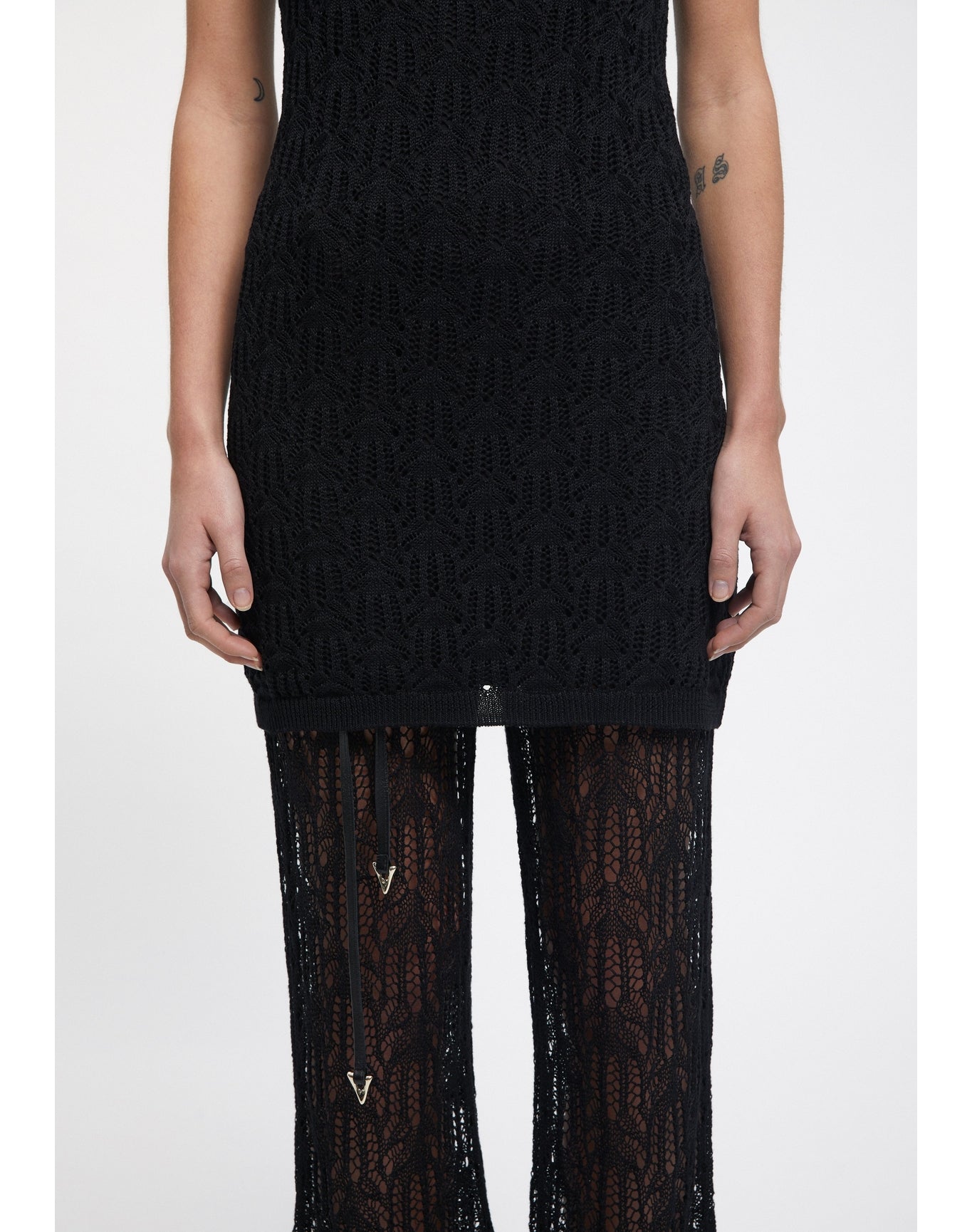Barry | Lace Knit Mini Dress | Black