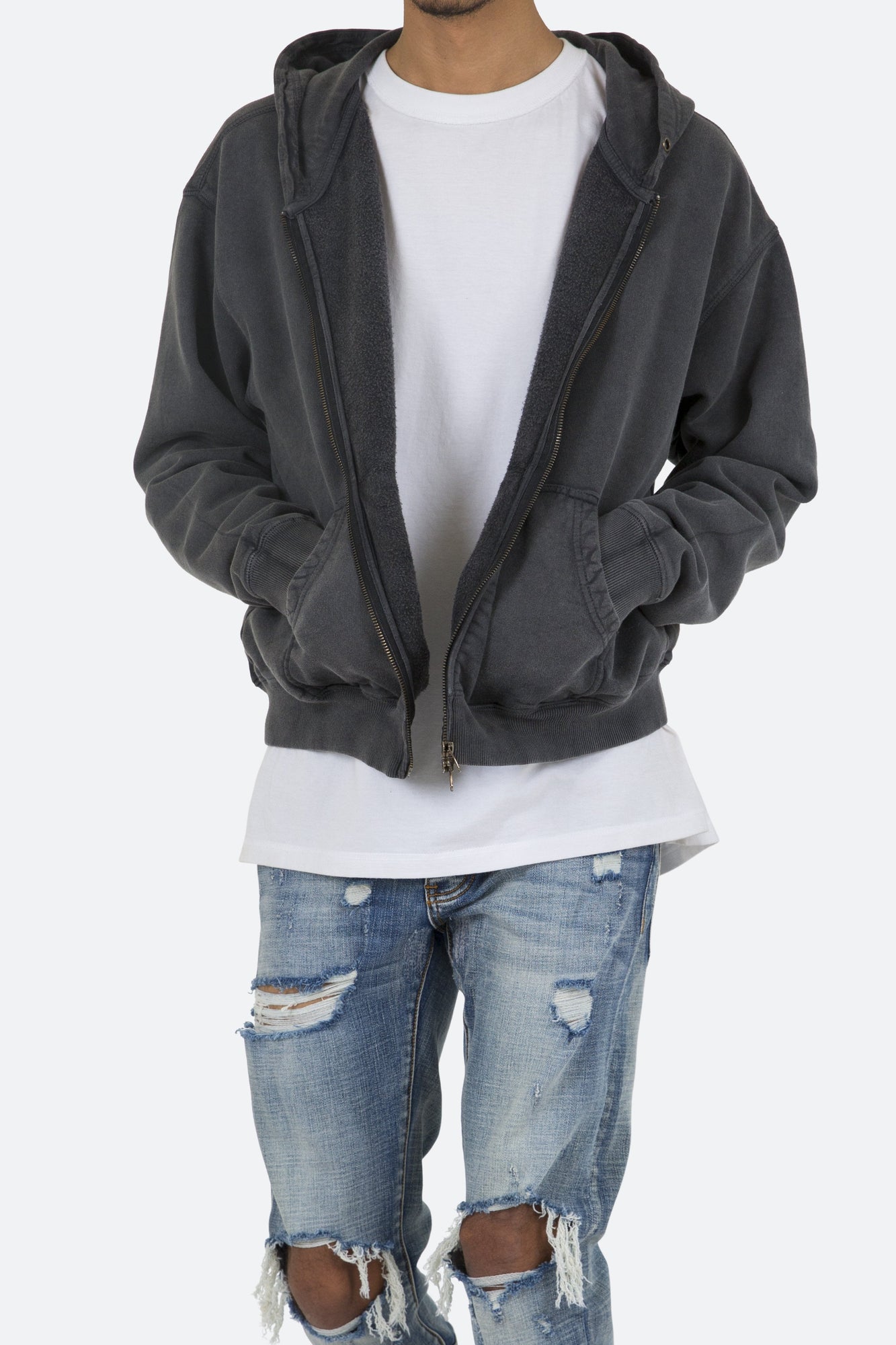Basic Zip Up Hoodie | Vintage Black