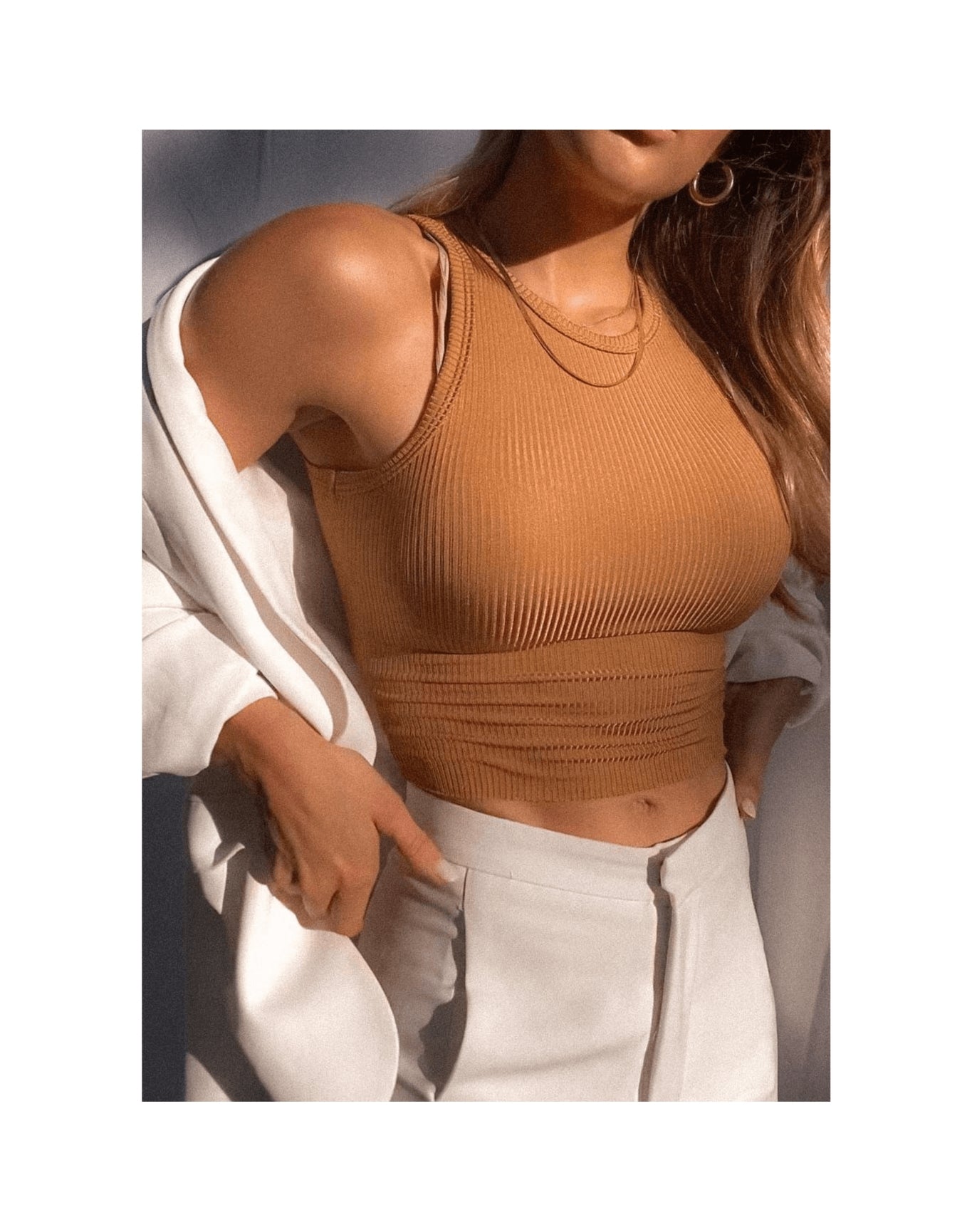 Bea Ribbed Copper Cami | Brown