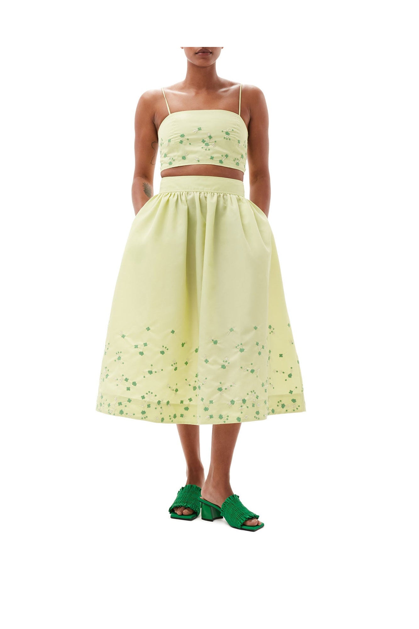 Beaded Nylon Top | Lily Green