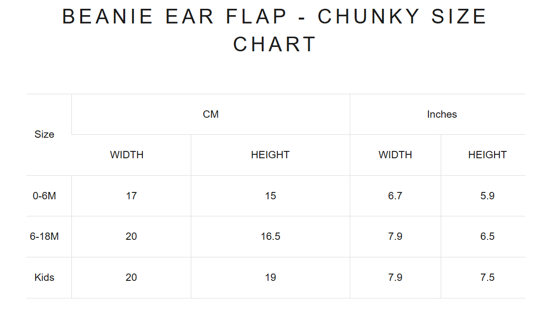 Product size guide
