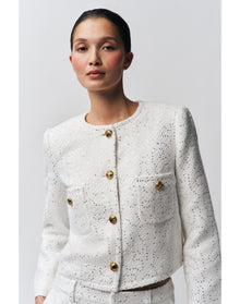 Bela Tweed Jacket | White