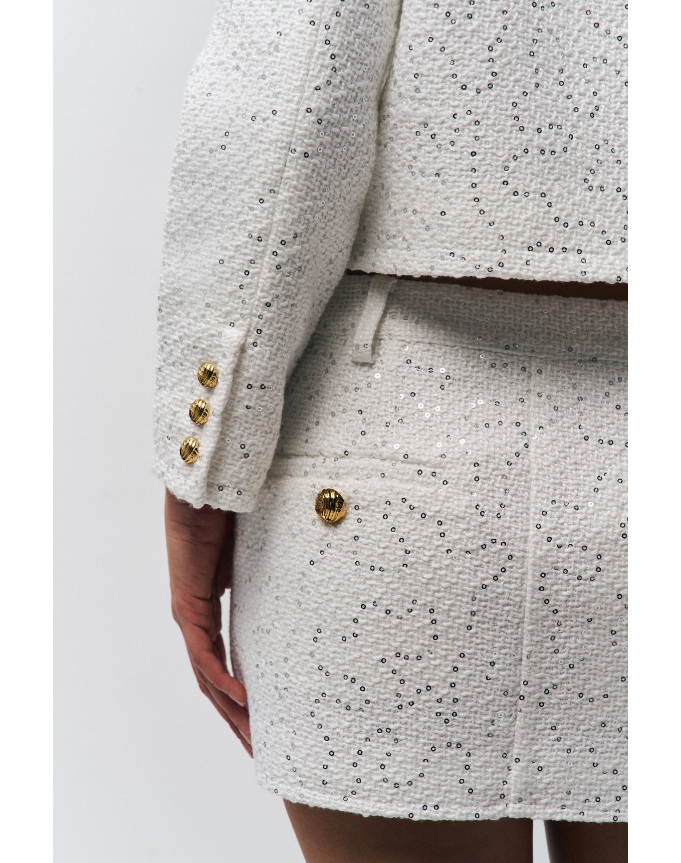 Bela Tweed Mini Skirt | White