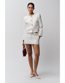 Bela Tweed Mini Skirt | White