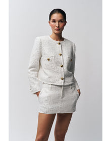 Bela Tweed Mini Skirt | White