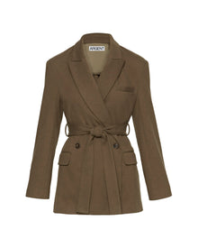 Belted Blazer in Cozy Jersey | Olive