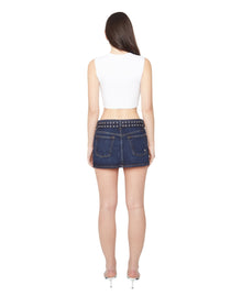 Belted Denim Mini Skirt | Dark Wash