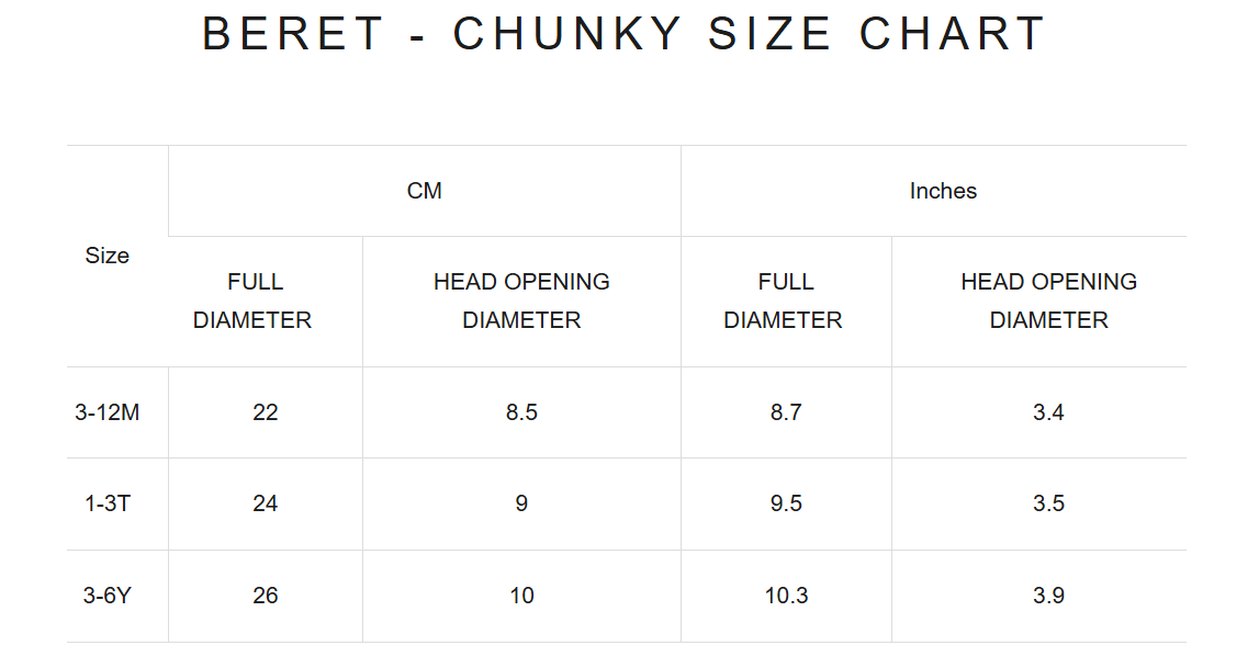 Product size guide