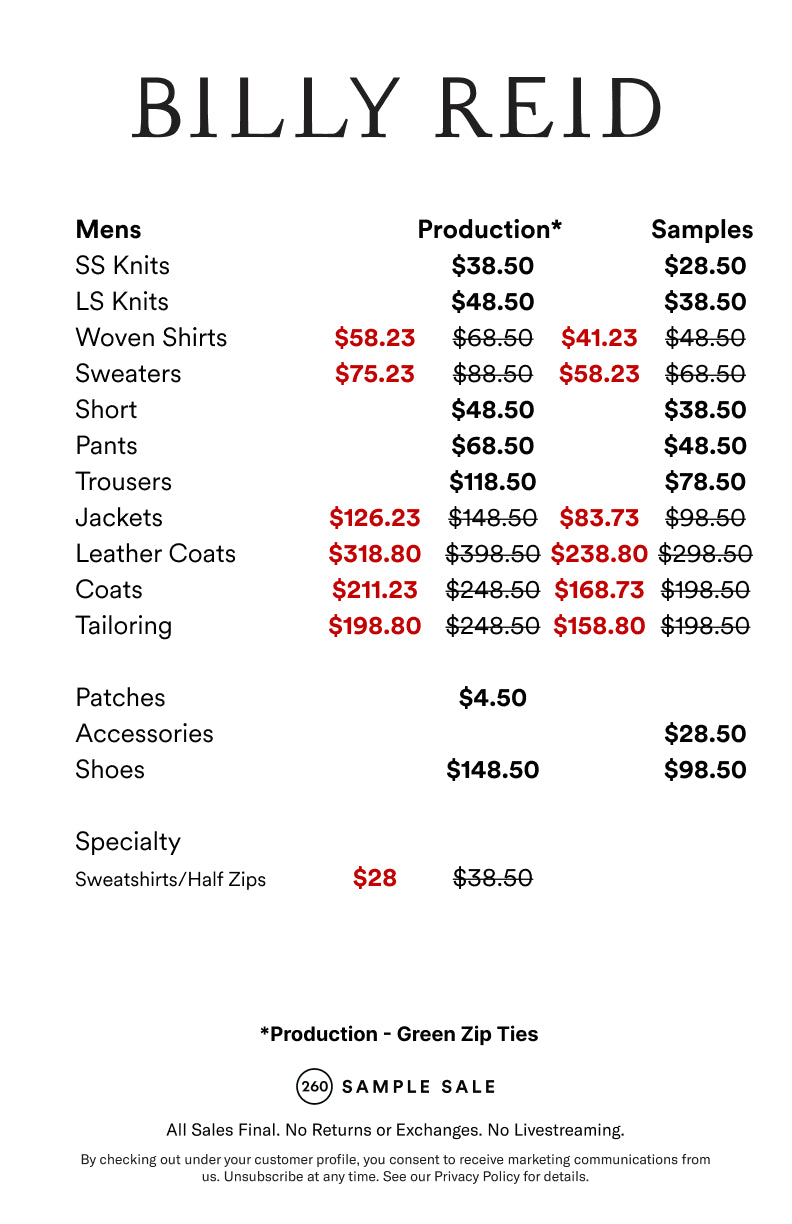 Price table