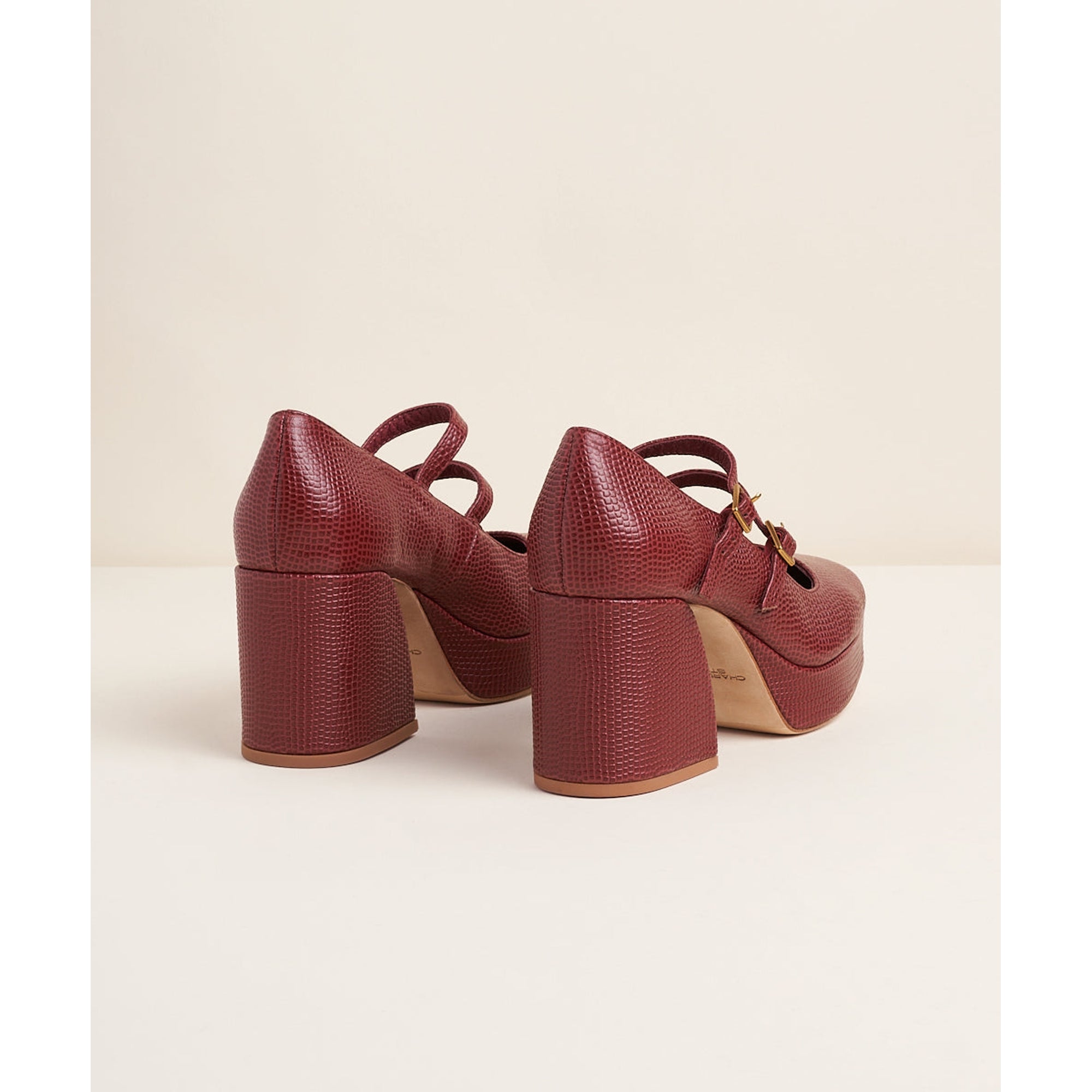 Bizzy Retro Inspired Chunky Strapped Heel | Merlot