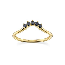 Women | Black Diamond Crown Ring | 14k Yellow Gold