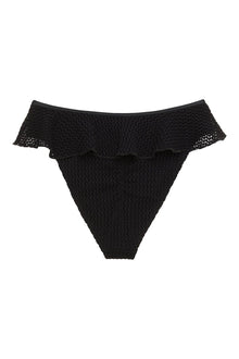 Tamarindo Ruffle Bikini Bottom | Black Crochet