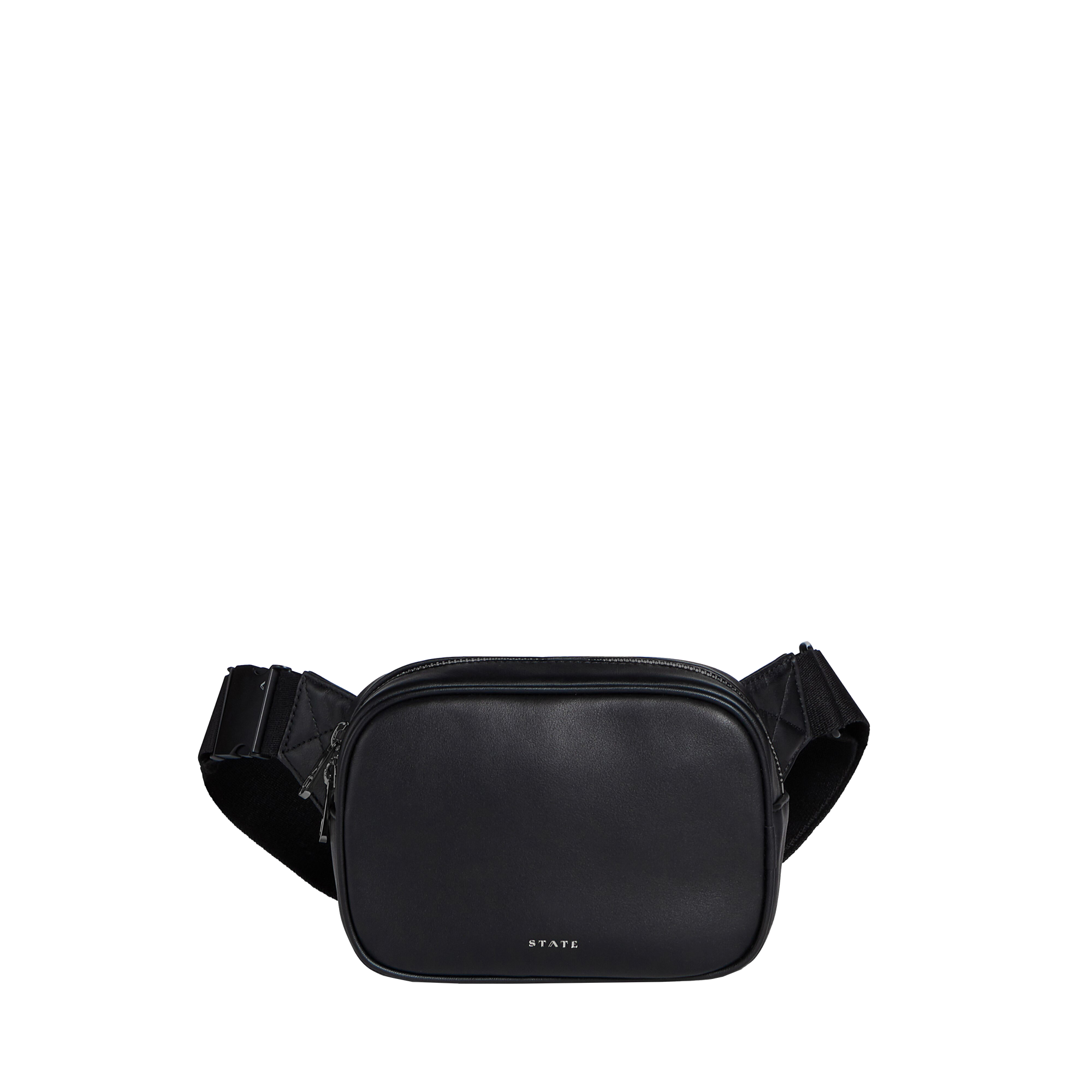 STATE bags Bennett Fanny Pack black Leather front view click to zoom  