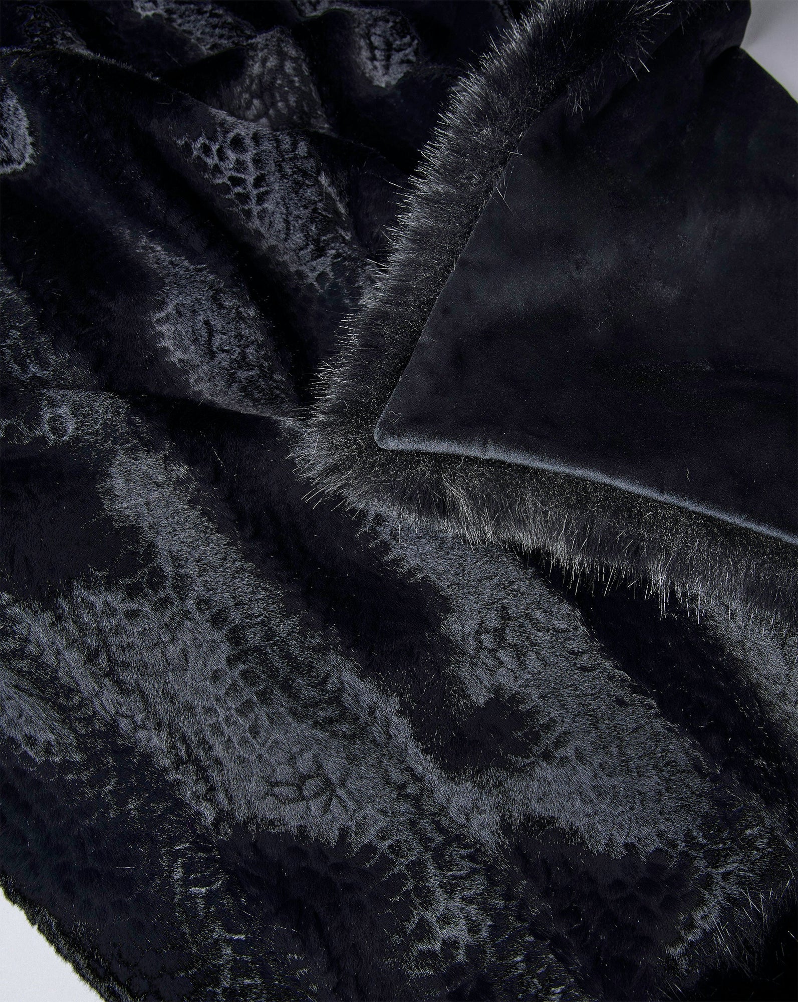 Black Leopard Faux Fur Throw | Onyx