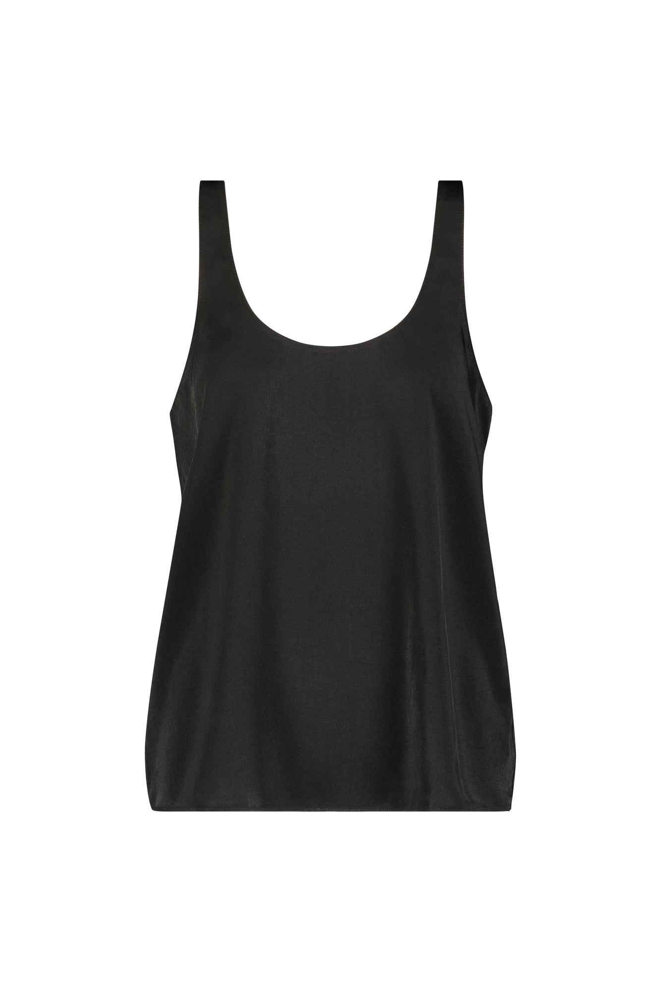 Satin Relaxed Tank Black