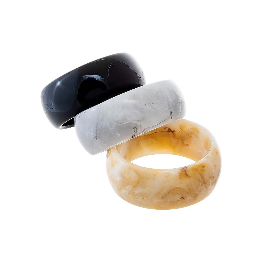 Multi-Color Neutral Marble Resin Bangle Trio Set - Adina's Jewels