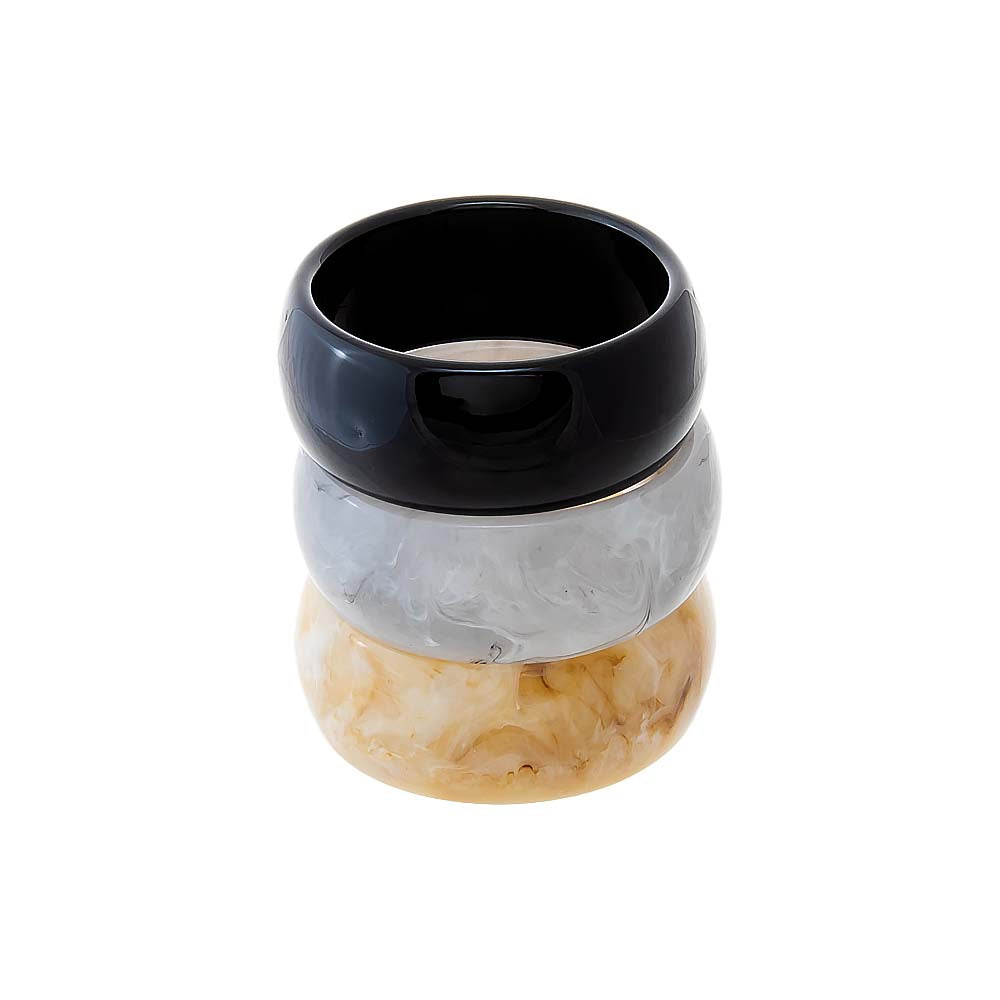Neutral Marble Resin Bangle Trio Set - Adina's Jewels