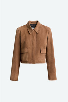 Nour Hammour Bleeker Fitted Suede Jacket Tobacco - Silhouette