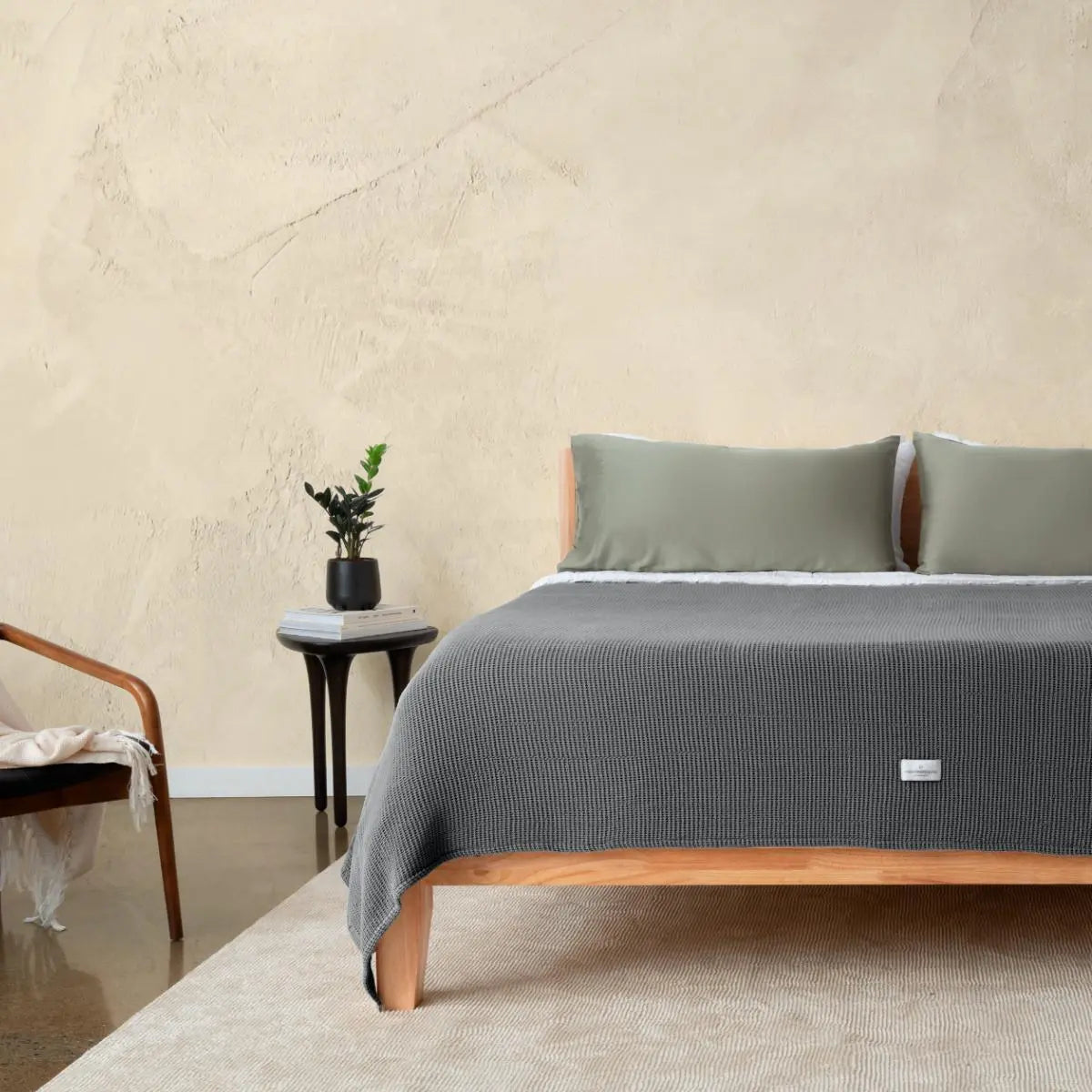 Blissful Bamboo Waffle Throw Blanket | Slate