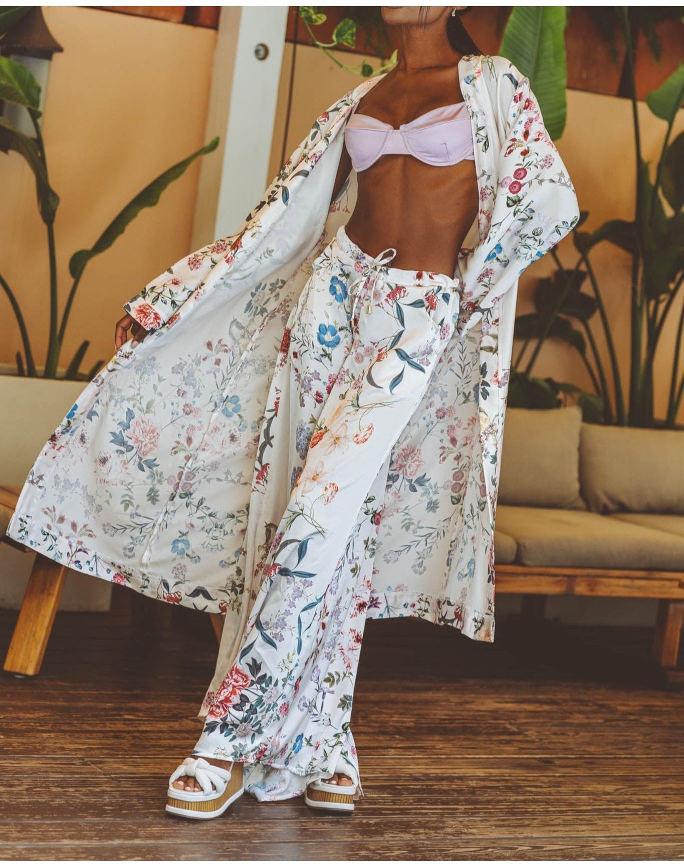 Bloom Floral Pants | White