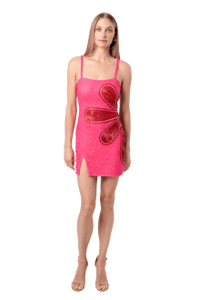 Bloom Hand - Beaded Embellished Mini Dress - Self - Adore